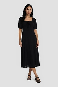 Puff Sleeve Day Dress - Black