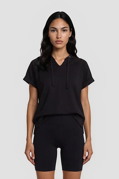 Short Sleeve Hoodie - Black
