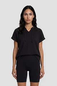Short Sleeve Hoodie - Black