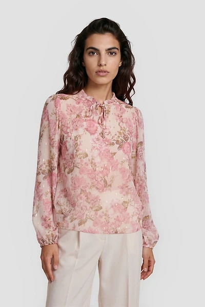 Long Sleeve Ruffle Neck Shirt