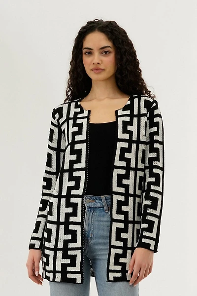 Long Sleeve Knit Open Cardigan - Cream