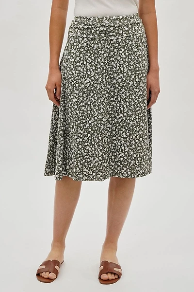 International INC Company Floral Fold Over Skirt - Olive
