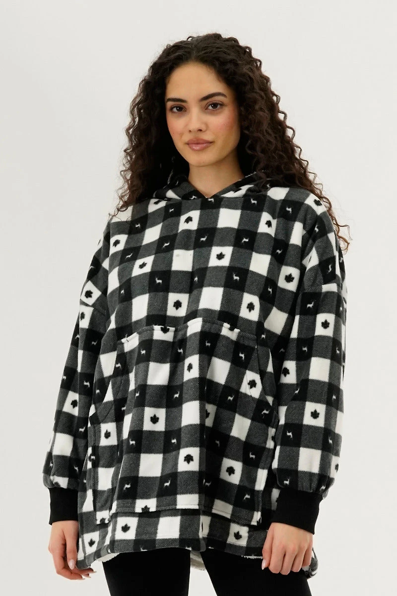 Canada Weather Gear Plaid Oversided Hooded Pajama Top