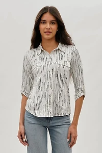 Majora Patterned Collared Blouse - White