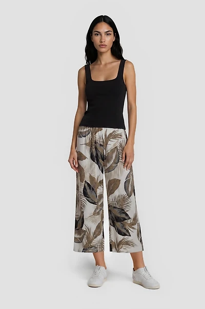 Fold Over Cropped Pants - Olive