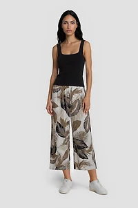 Fold Over Cropped Pants - Olive