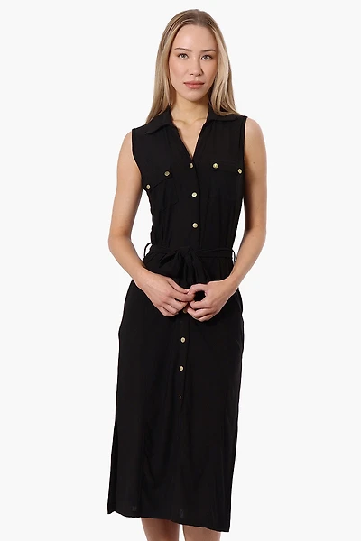 Majora Button Down Belted Maxi Dress