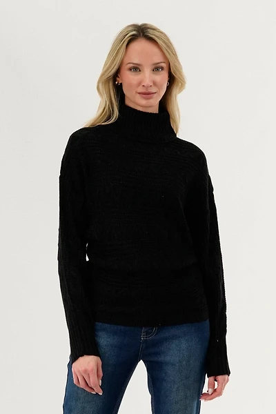 Beechers Brook Cable Knit Mock Neck Pullover Sweater