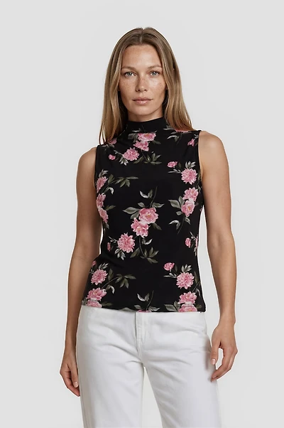 Sleeveless High Neck Top - Pink
