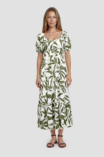 Short Sleeve Printed Midi Day Dress