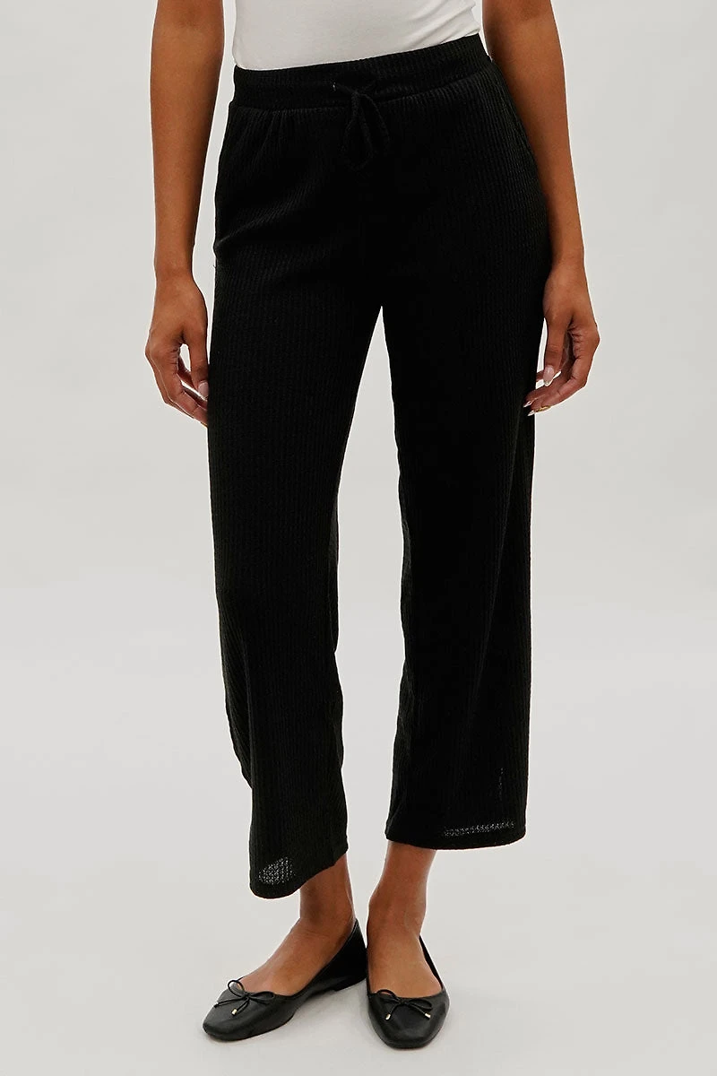 Fahrenheit Waffle Knit Tie Waist Pants