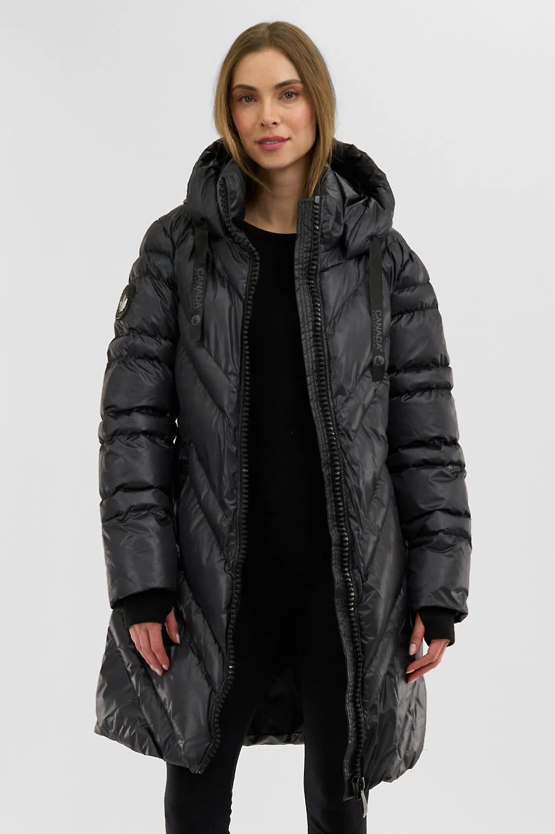 Canada Weather Gear Chevron Quilted Long Parka Jacket
