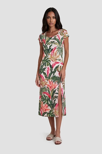 Round Neck Short Sleeve Maxi Dress