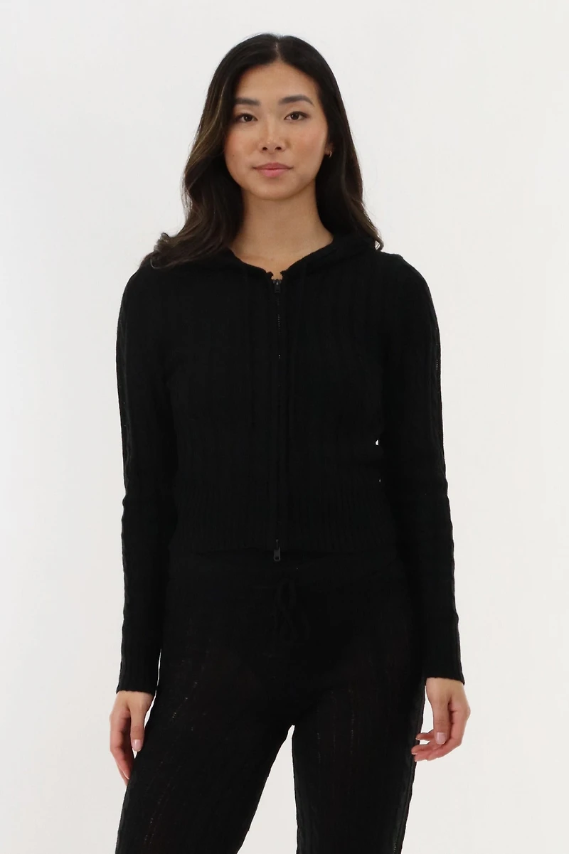 Runaway Bay Cable Knit Zip Up Cardigan