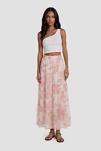 Printed Maxi Skirt - Pink