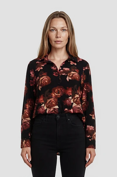 Long Sleeve Button Down Shirt - Black