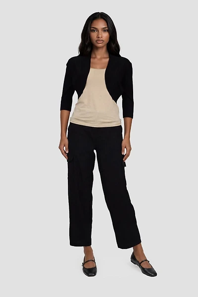 Open Cropped Cardigan - Black