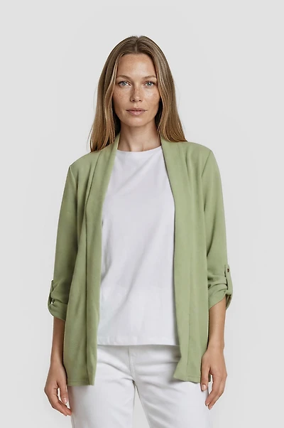 Roll Up Open Blazer - Green