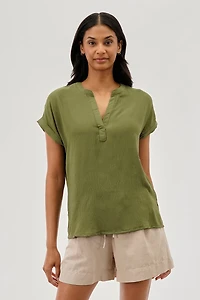 Stylexchange Vintage V-Neck Short Sleeve Blouse