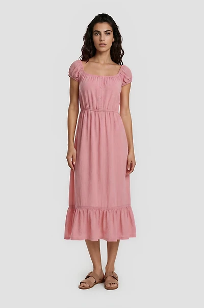 Off Shoulder Maxi Dress - Pink