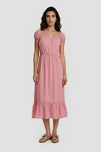 Off Shoulder Maxi Dress - Pink