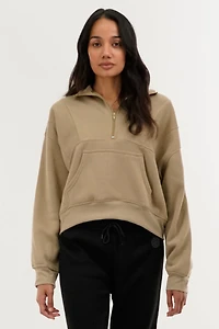 Half Zip Cropped Sweatshirt