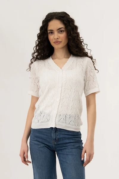 Button Down Cardigan - White