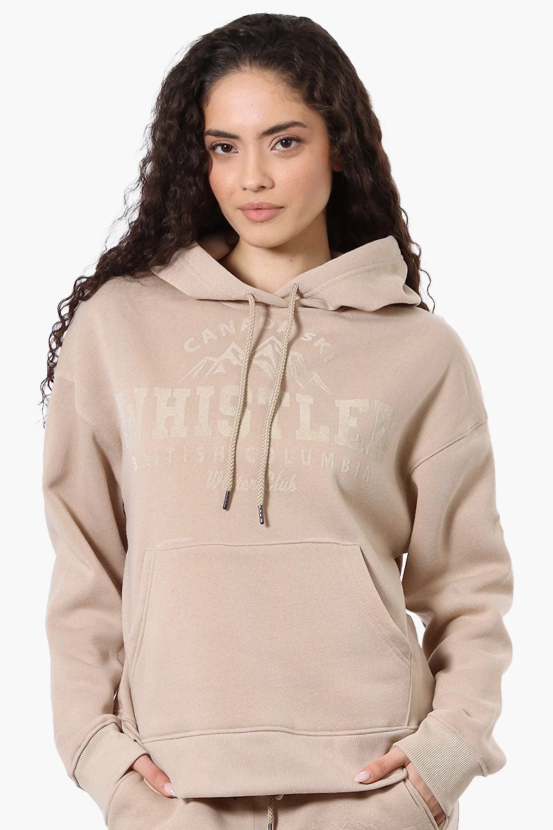 Fahrenheit Oversized Whistler Print Hoodie - Beige