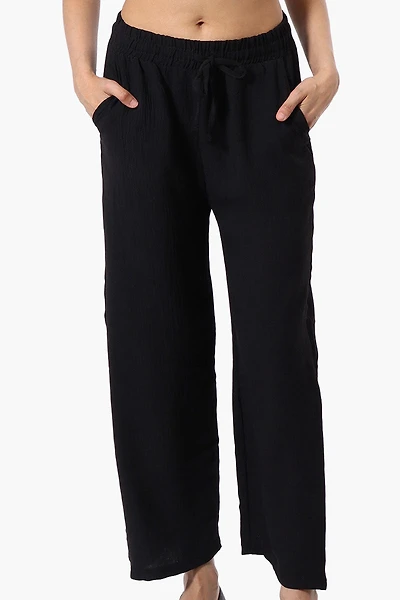 Stylexchange Tie Waist Wide Leg Crinkled Pants