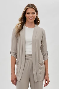 Costa Blanca Open Lightweight Wrap Cardigan - Stone