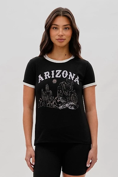 Stylexchange Vintage Arizona Graphic Ringer Tee - Black