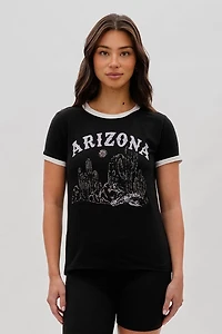 Stylexchange Vintage Arizona Graphic Ringer Tee - Black