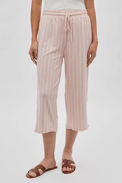 International INC Company Striped Wide Leg Capris Pants - Blush