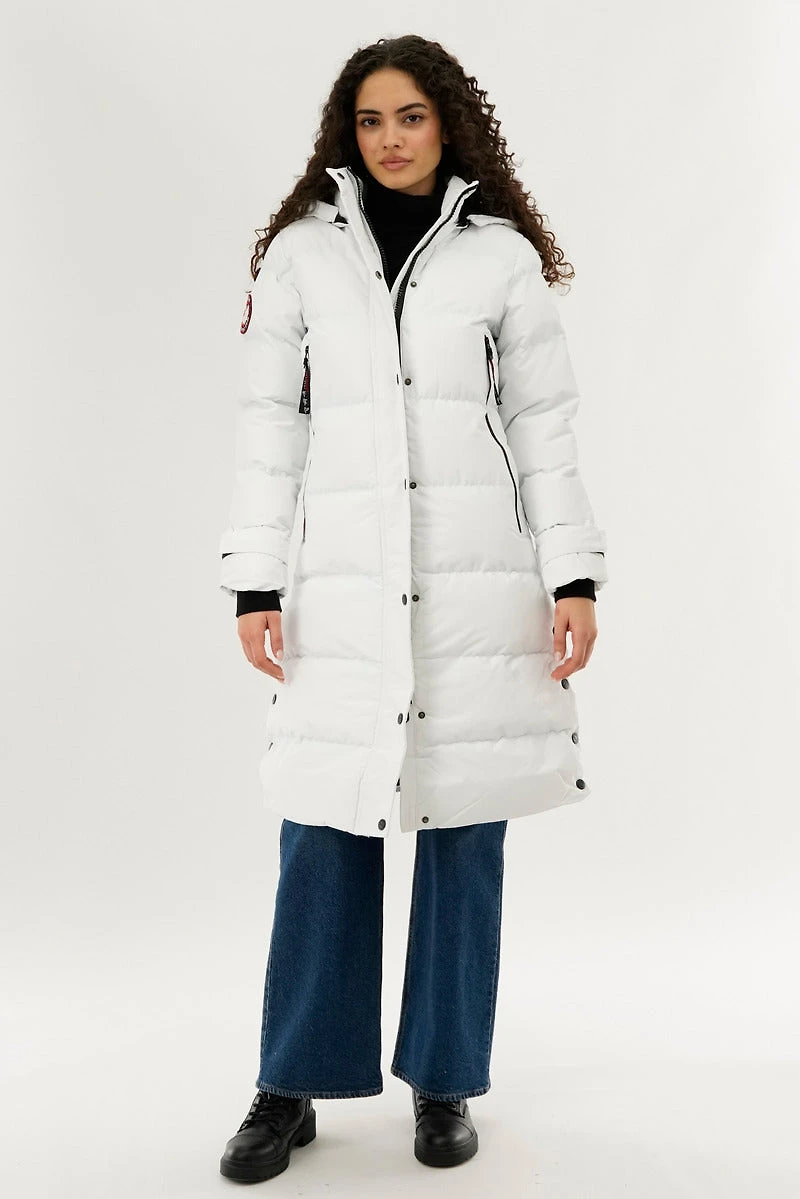 Quilted Maxi Parka Jacket - White