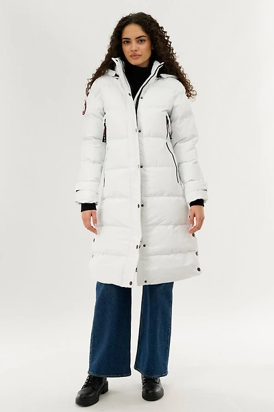 Quilted Maxi Parka Jacket - White