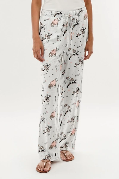 Canada Weather Gear Sloth Print Wide Leg Pajama Pants - Grey