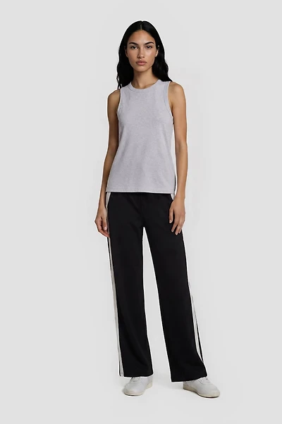 Contrast Wide Leg Pants - Black