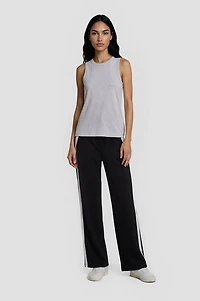 Contrast Wide Leg Pants - Black