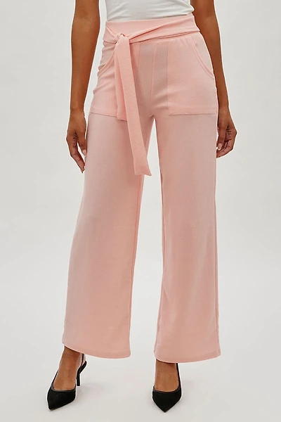 Majora Belted Wide Leg Pants - Pink