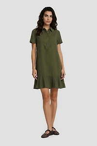 Short Sleeve Tiered Dress - Green