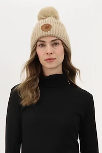 Gloves and Pom Pom Hat - Taupe