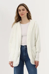 Open Front Teddy Cardigan - Cream