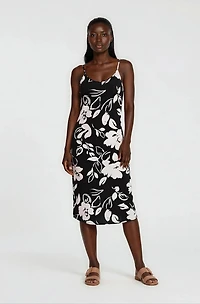 Sleeveless Printed Day Dress - Black