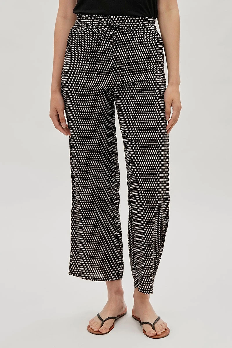 International INC Company Diamond Print Wide Leg Pants - Black