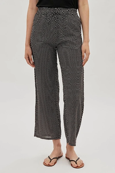 International INC Company Diamond Print Wide Leg Pants - Black