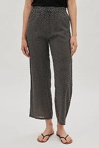 International INC Company Diamond Print Wide Leg Pants - Black
