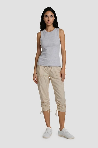 Cotton Stretch Capris - Stone