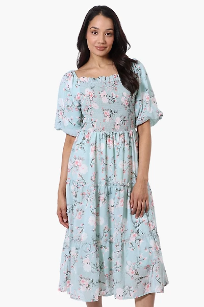 Limite Floral Smocked Day Dress - Mint