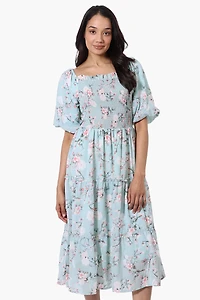 Limite Floral Smocked Day Dress - Mint