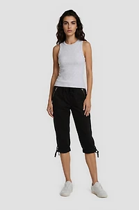 Cotton Zip Capris - Black